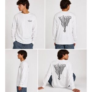 Volcom Long Sleeve Tee Mens L White Cotton Graphic Skate Surf Streetwear